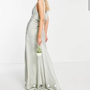 Sage green cowl neck backless asos maxi dress size 6 NWT